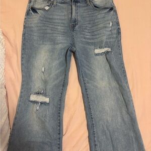 Women's Distressed Blue Jeans